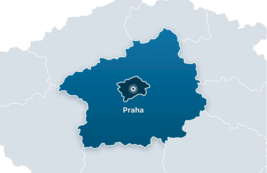Mapa působnosti kolem Libčic nad Vltavou, Kralup, Roztok a Prahy