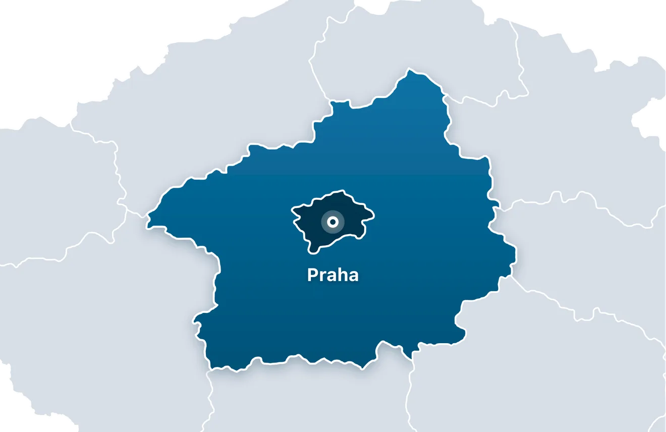 Mapa působnosti kolem Libčic nad Vltavou, Kralup, Roztok a Prahy: Praha-západ, Povltaví a okolí Prahy